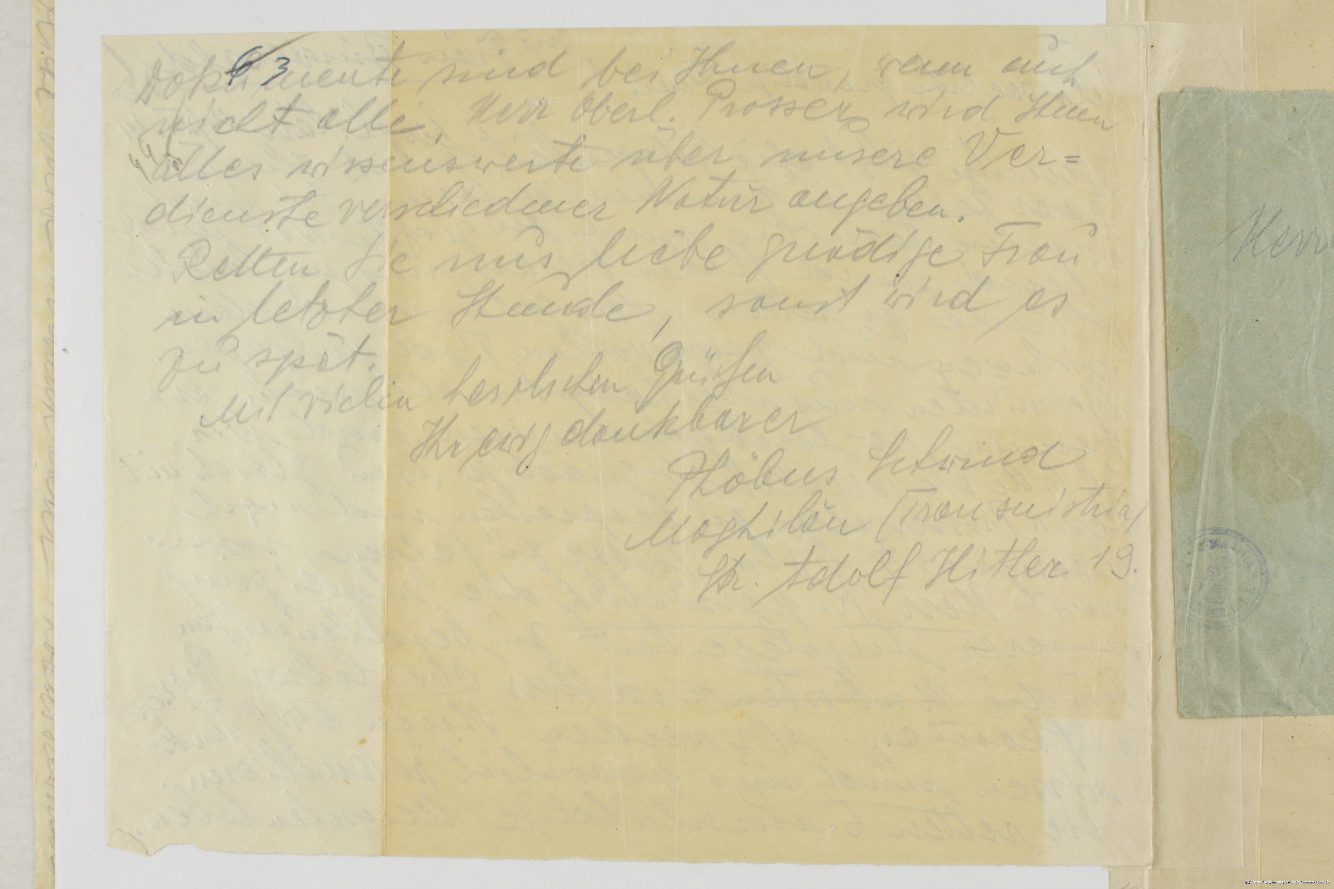 Scan eines Briefes aus Transnistrien in die Bukowina, den Dr. Albert Twers mitgebracht hat