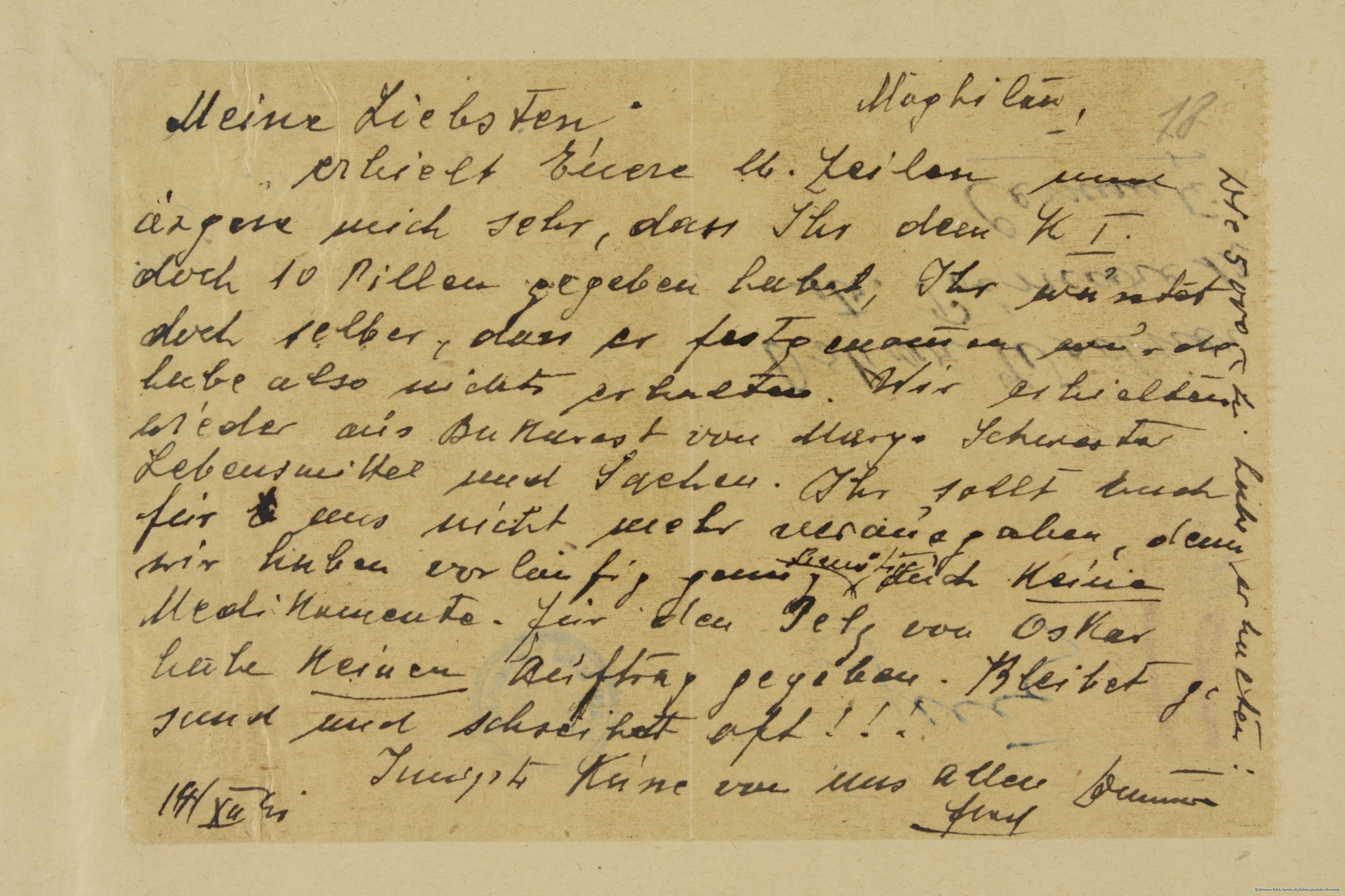 Scan eines Briefes aus Transnistrien in die Bukowina, den Dr. Albert Twers mitgebracht hat