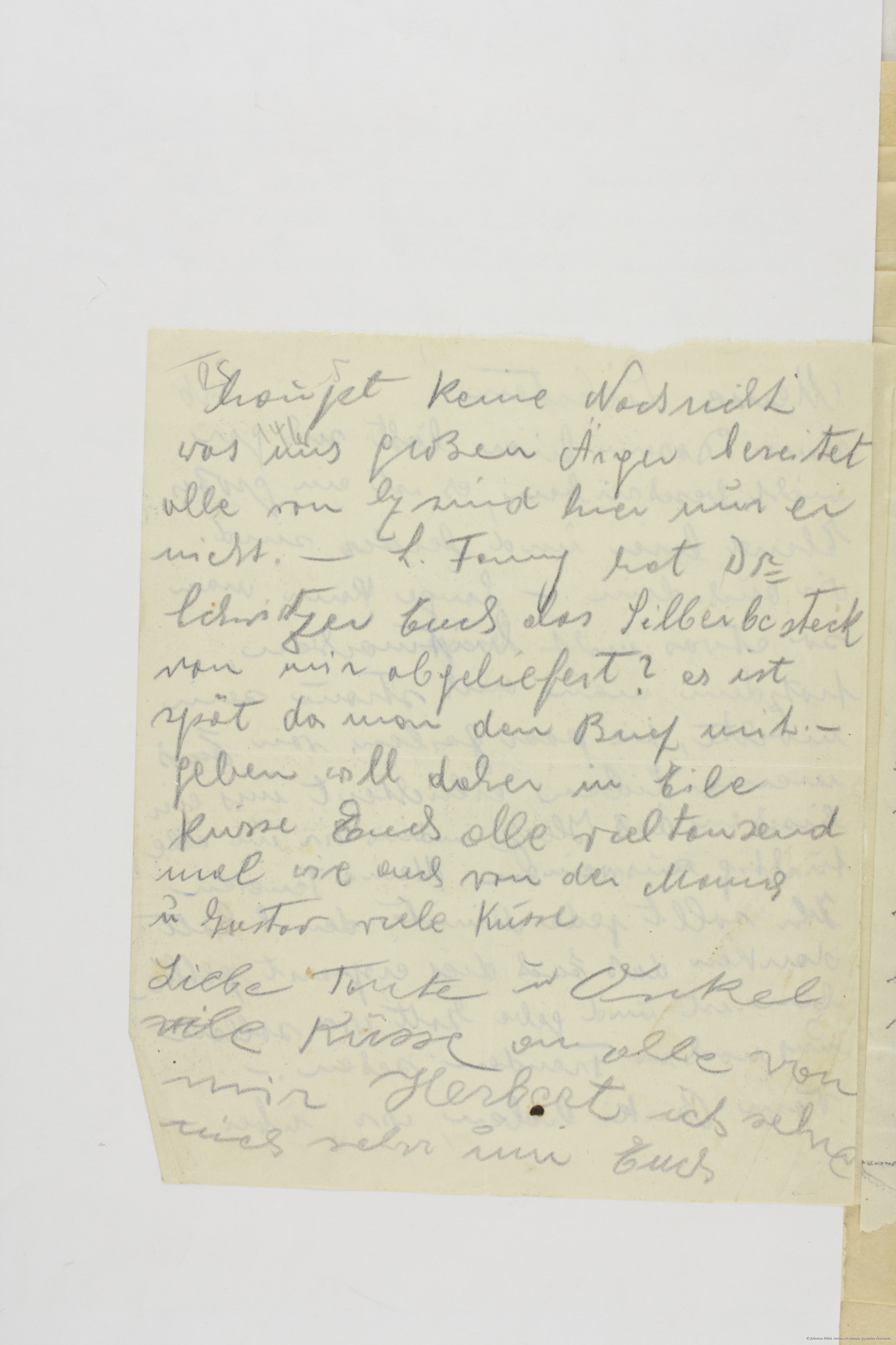 Scan eines Briefes aus Transnistrien in die Bukowina, den Dr. Albert Twers mitgebracht hat