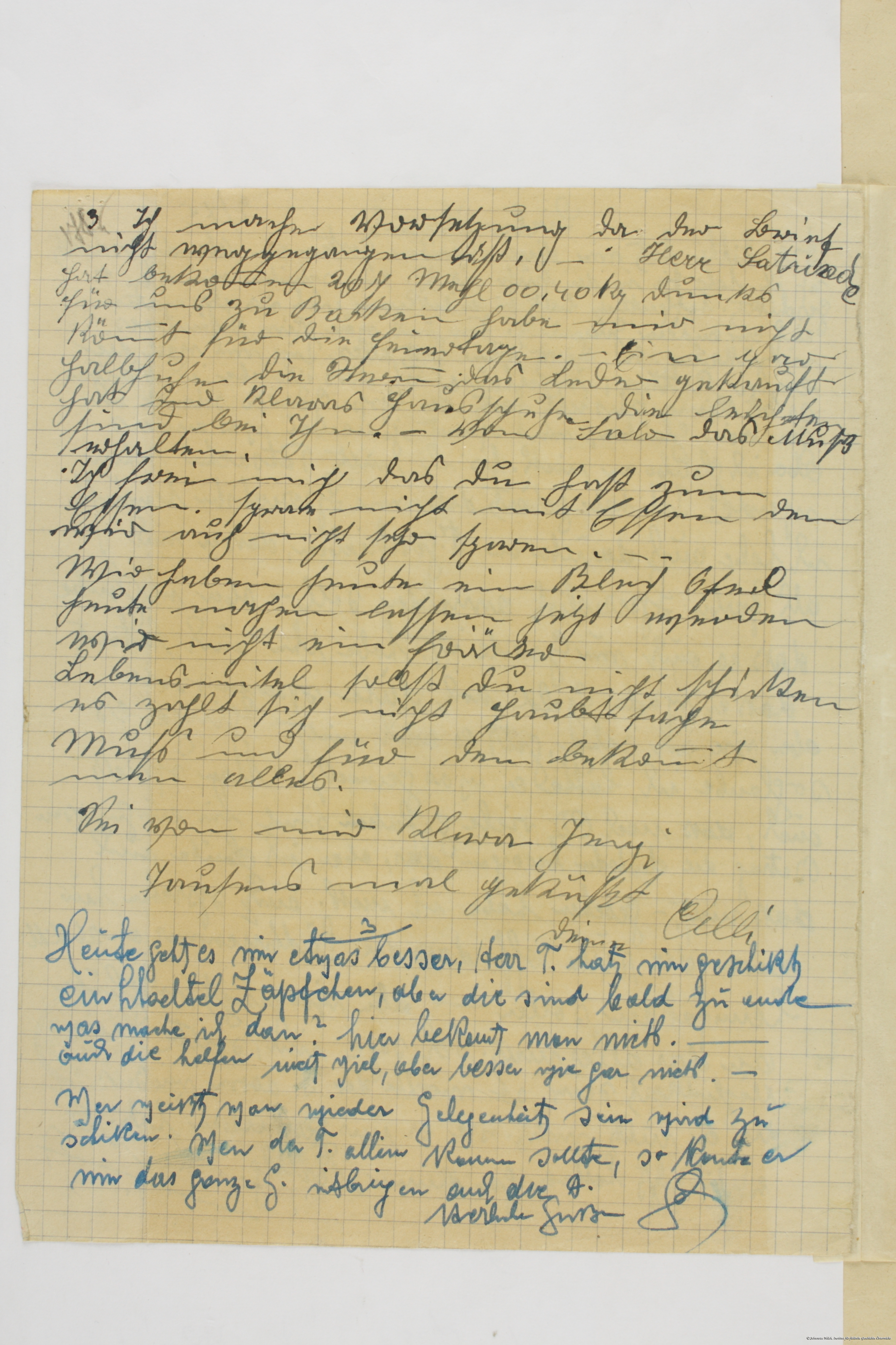 Scan eines Briefes aus Transnistrien in die Bukowina, den Dr. Albert Twers mitgebracht hat